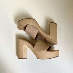 SARTO By Franco Sarto Tan Platform Sandals with Chunky Heel